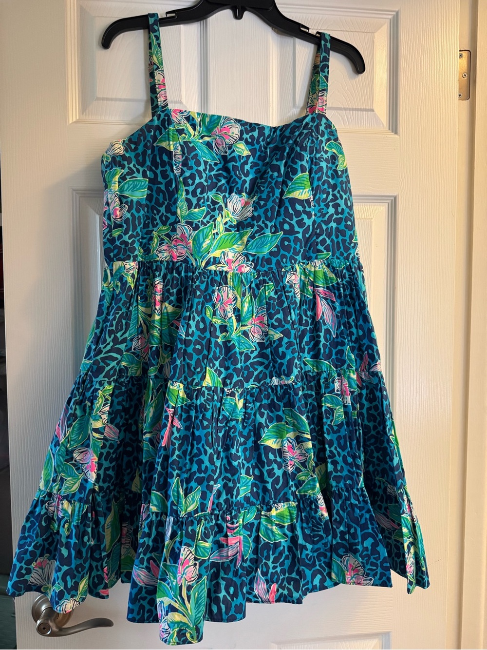 Lilly Pulitzer Teal and Black Tropical Print Maxi Dress